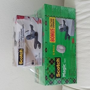 Scotch Magic Tape with Clip Dispenser, 3/4" x 1,000', 12 ct